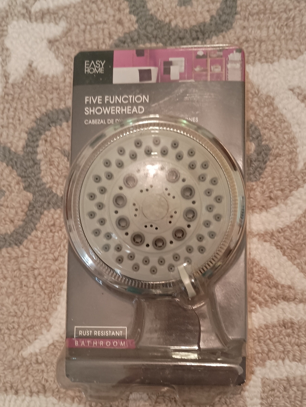 Easy Home Five-Function Chrome & Gray Showerhead - Gray